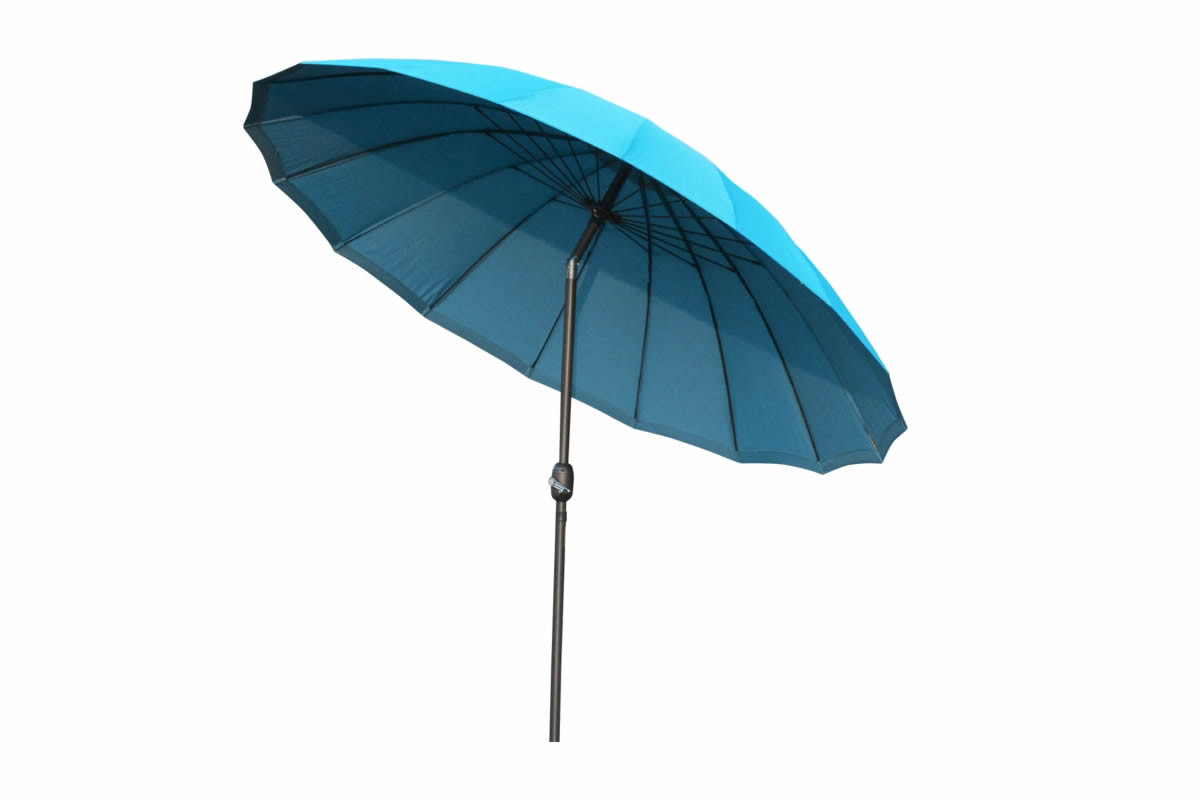 View Blue 25m Fabric Canopy Garden Parasol Umbrella Free Standing With Crank And Tilt System Holds 38mm Pole Rib Protection Air Vent Jinan information
