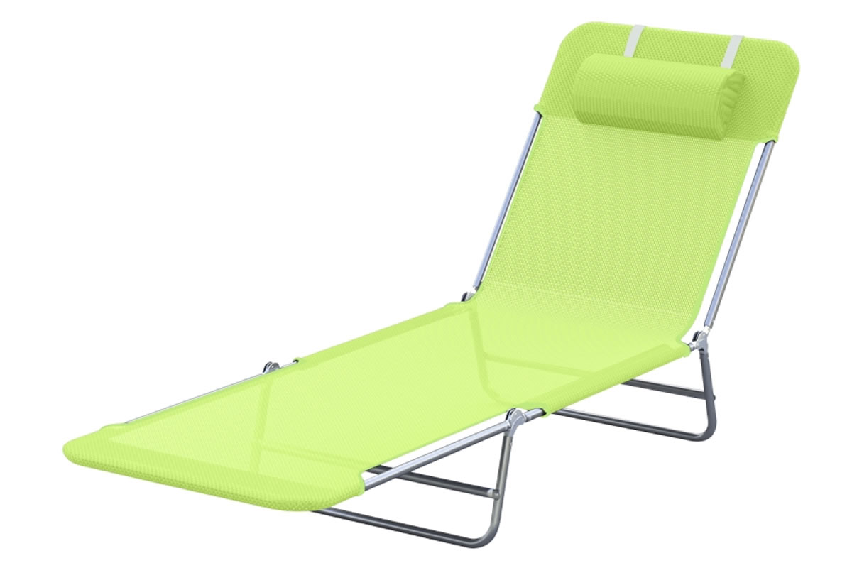 View Truro Green Adjustable Folding Sun Lounger Rust Free Aluminium Robust Frame Cushion Headrest Included Weather Resistant Nylon Surface Canopy information