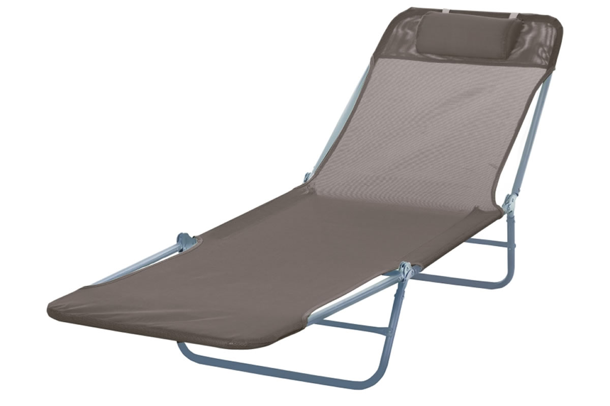 View Truro Brown Adjustable Folding Sun Lounger Rust Free Aluminium Robust Frame Cushion Headrest Included Weather Resistant Nylon Surface Canopy information