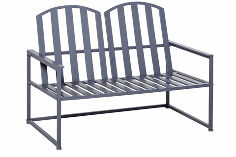 Bexton Grey Metal 2 Seater Garden Bench