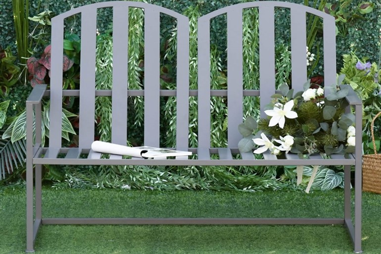 Bexton Grey Metal 2 Seater Garden Bench