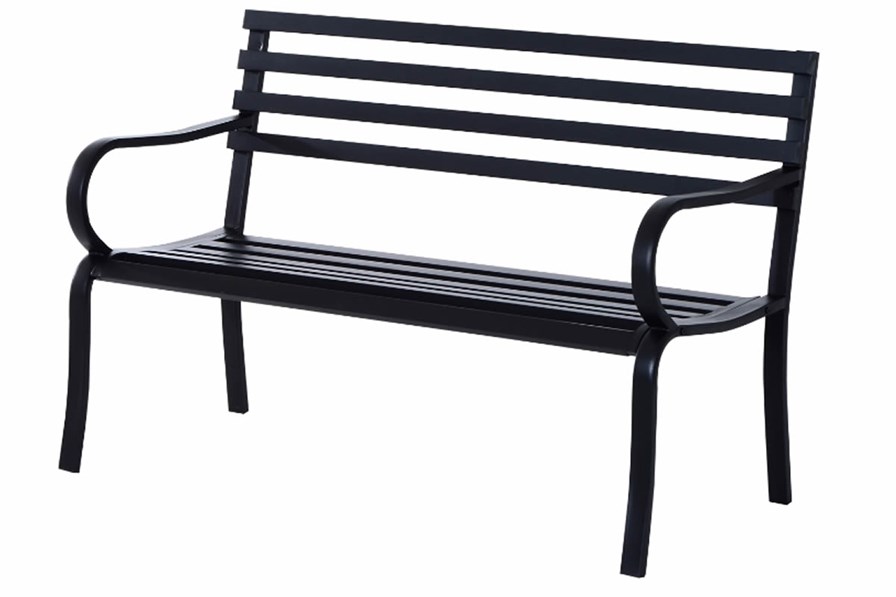 Aston Black Metal 2 Seater Garden Bench