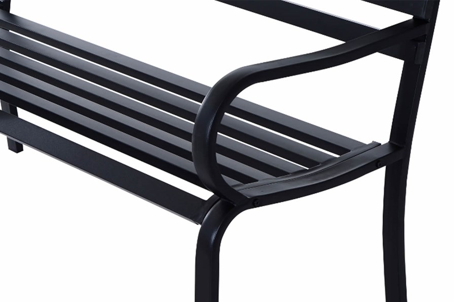 Aston Black Metal 2 Seater Garden Bench