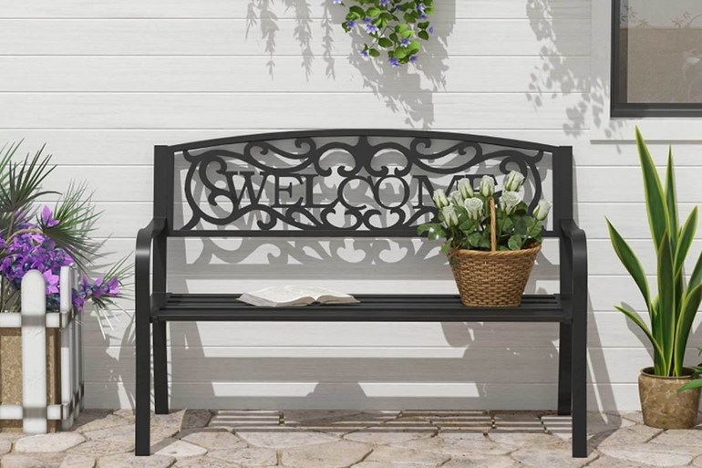 Winslow Black Metal 2 Seater Garden Bench