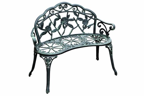 Horwood Metal Garden Bench-Antique Green