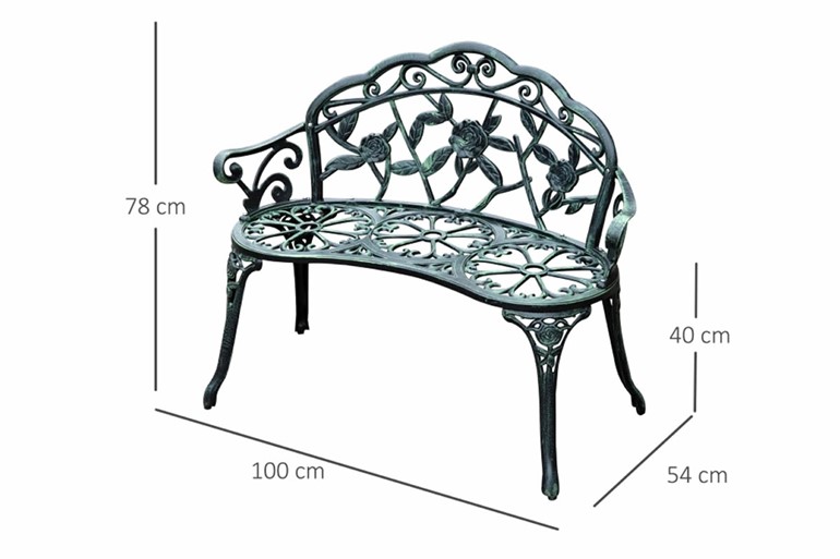 Horwood Metal Garden Bench-Antique Green