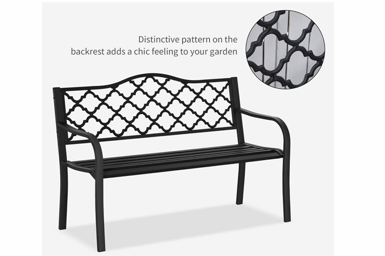 Caversham 2 Seater Black Metal Garden Bench