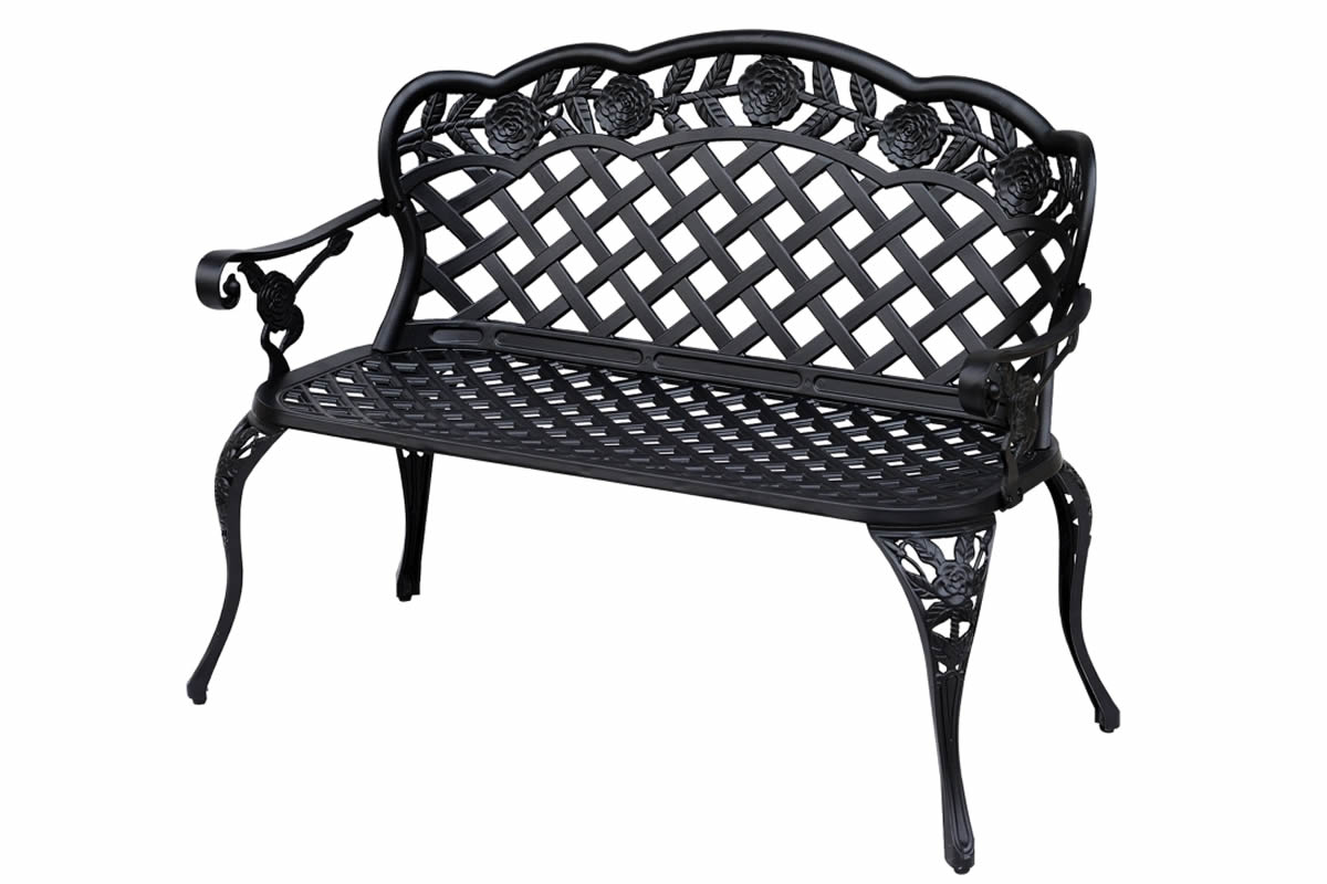 View Woburn Black Cast Aluminium Garden Bench 2 Seater information