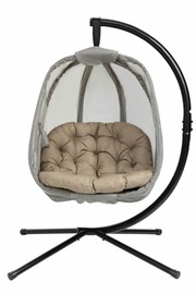 Groby Beige Outdoor Fabric Hanging Egg Chair - Deeply Padded