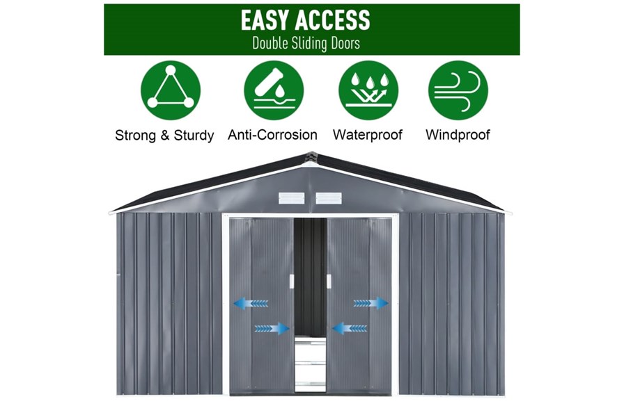 Beeley Steel Sliding Door Storage Shed