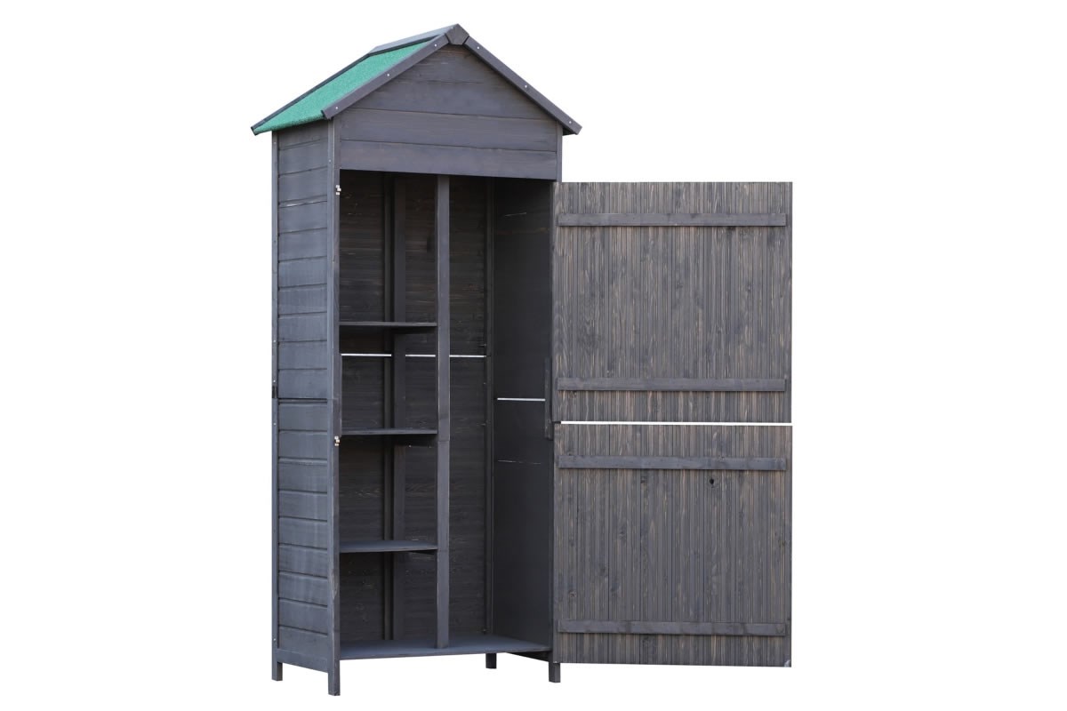 Sandown Wooden Garden Storage Shed Narrow Two Door Aosom