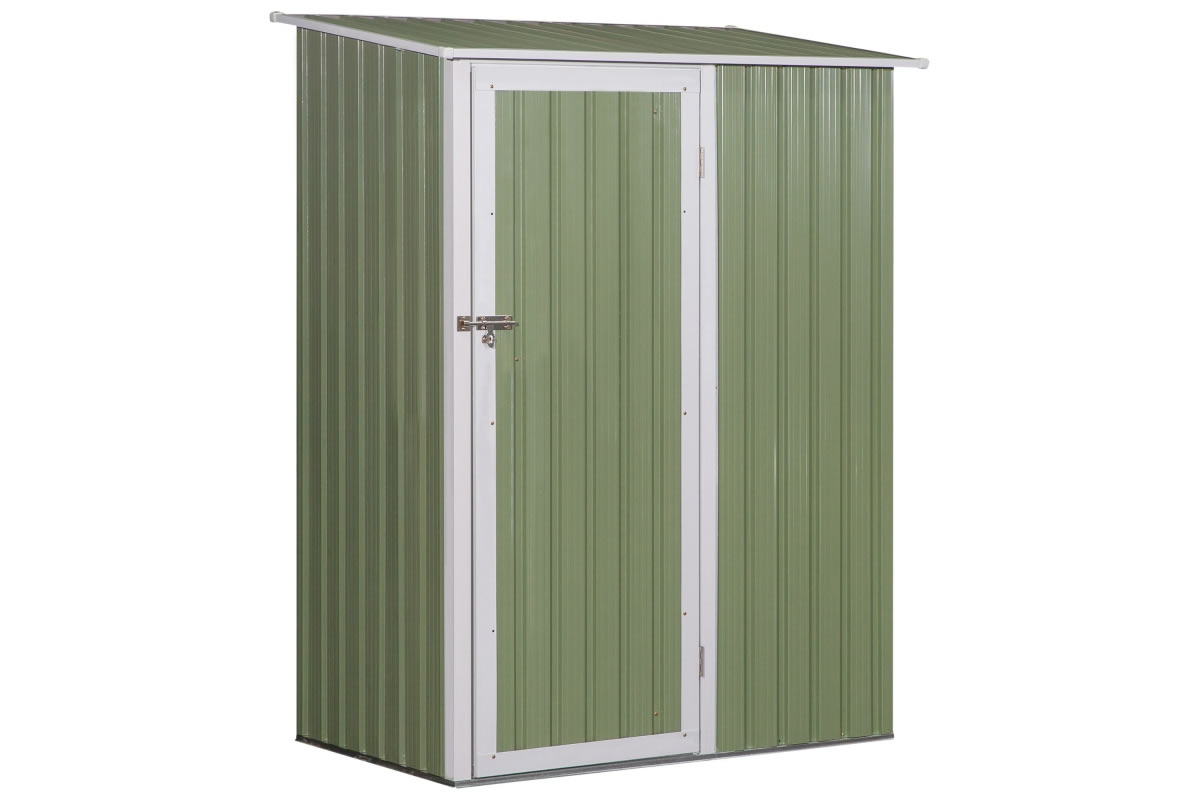View Wakefield Light Green Metal Garden Storage Tool Shed With Lockable Door Pitched Roof For Rain Draining Robust Rust Free Corrugated Steel Frame information