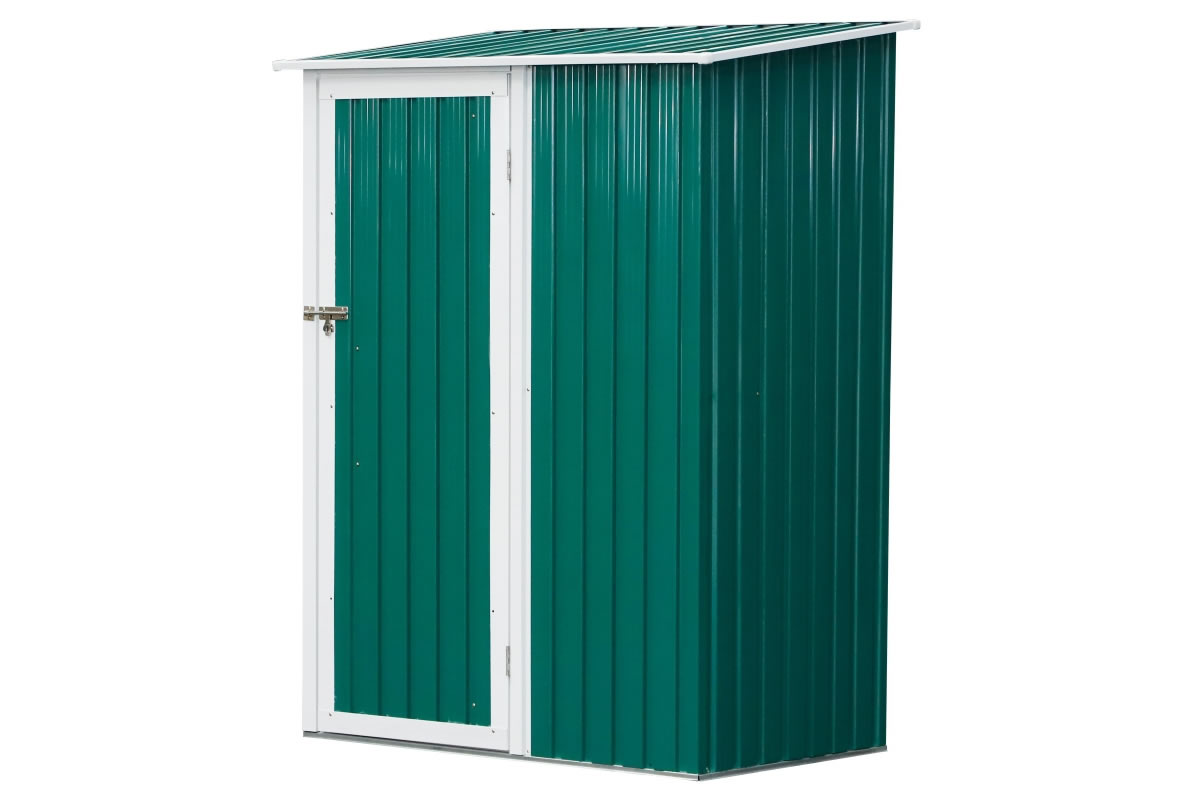 View Wakefield Green Metal Garden Storage Tool Shed With Lockable Door Pitched Roof For Rain Draining Robust Rust Free Corrugated Steel Frame information