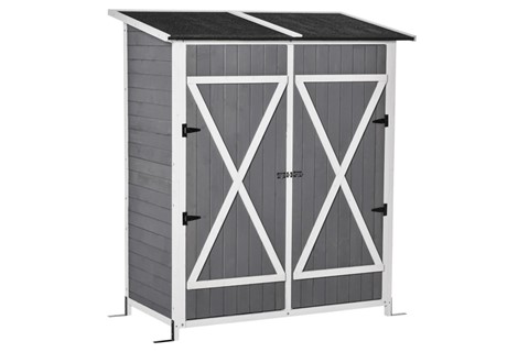 Lakeside Wooden Storage Shed - Light Grey 