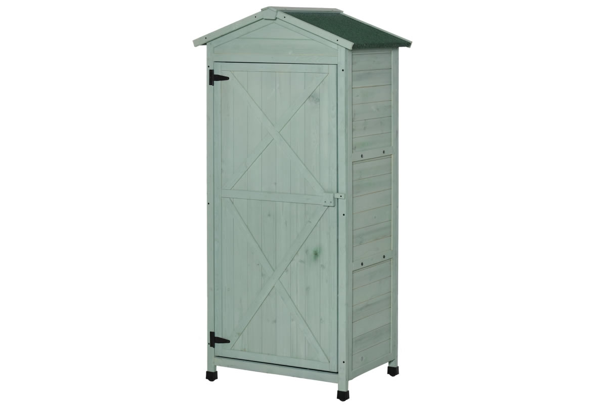 View Perth Green Wooden Single Door Garden Storage Tool Shed 3 Tier Corner Storage Shelves Tall Tool Storage Area Locking Single Door Pitched Roof information