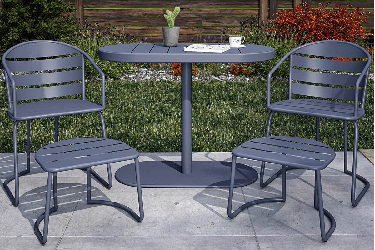 View Grey Metal Bistro Set 5 Piece Retro Style Metro information