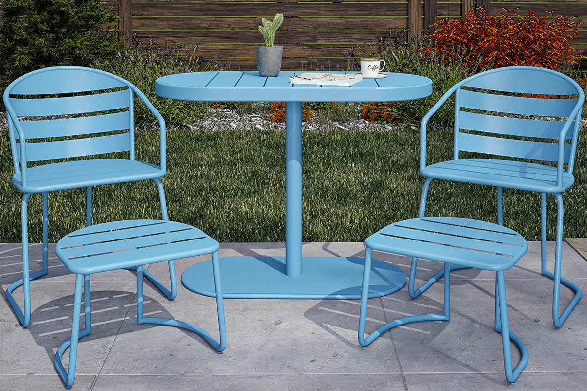 View Turquoise Metal Bistro Set 5 Piece Retro Style Metro information