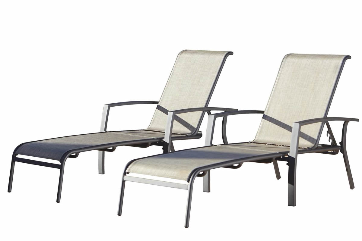 View Serene Brown Aluminium Chaise Lounge Sun Lounger Pair Adjustable Reclined Positions Robust Rust Free Aluminium Frame Weather Resistant Canvas information