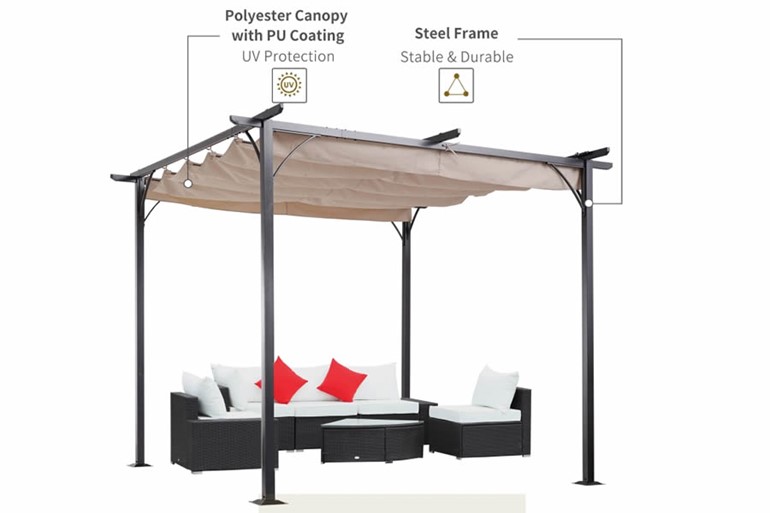 Paxford Retractable Canopy Metal Pergola