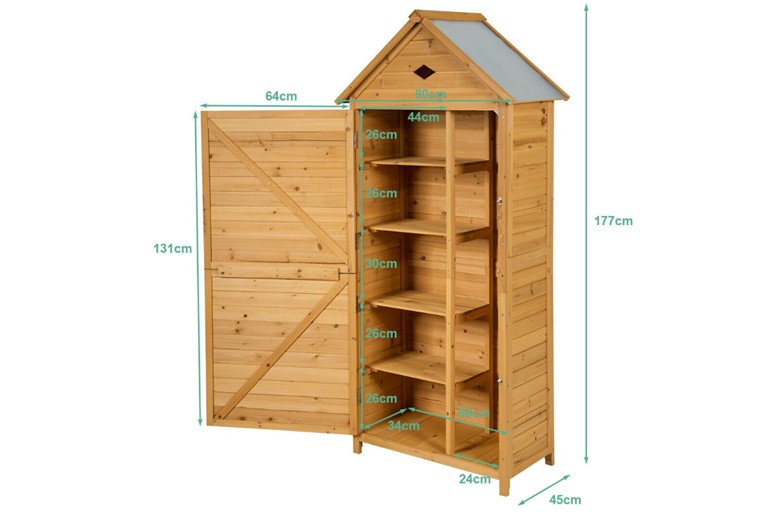 Wooden Garden Shed with Lockable Double Doors and Slope Roof