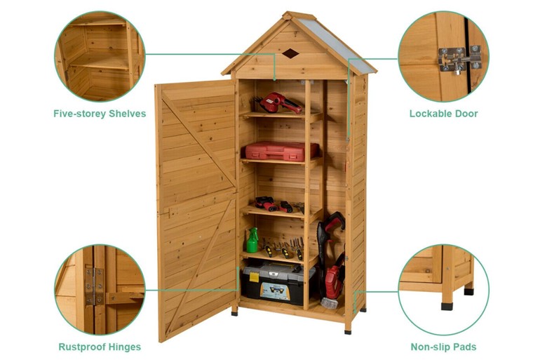 Wooden Garden Shed with Lockable Double Doors and Slope Roof