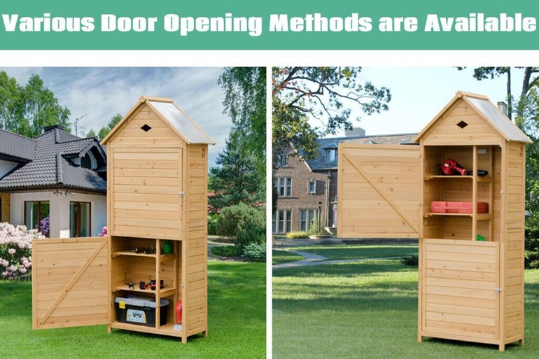 Wooden Garden Shed with Lockable Double Doors and Slope Roof