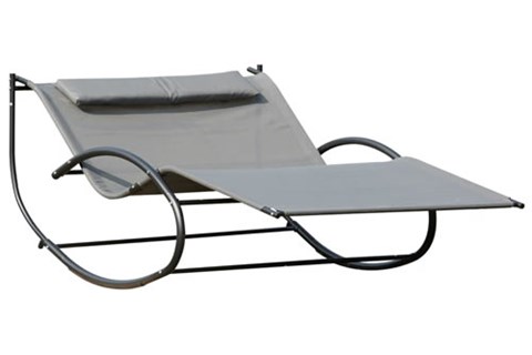 Elvaston Grey Double Fabric Garden Lounger