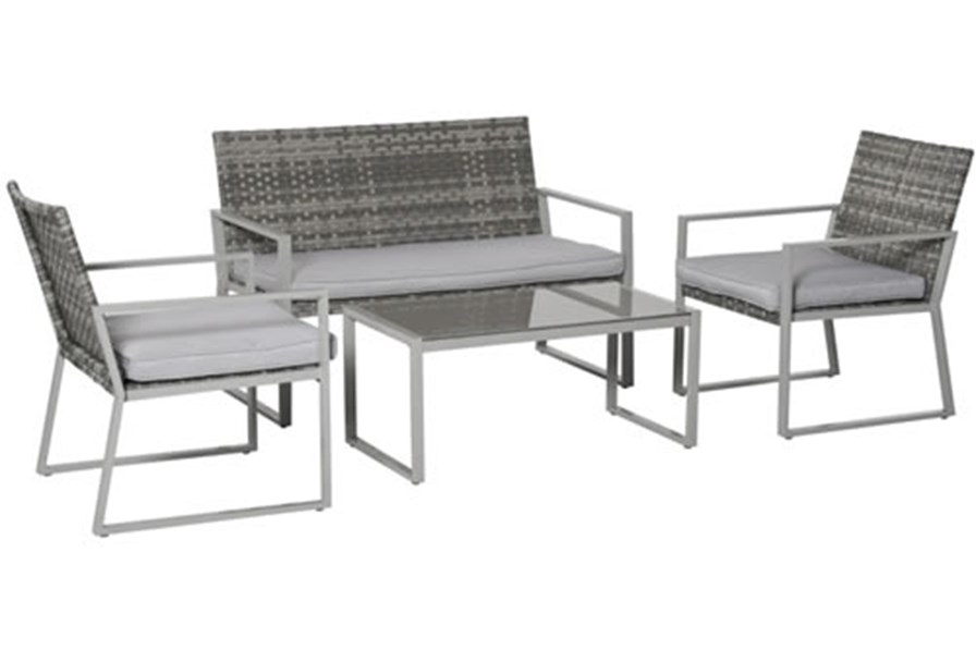 Etal Black 4 Seater PE Rattan Table & Chair Set