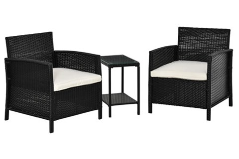 Grassmoor 2 Seater Bistro Set - Black 