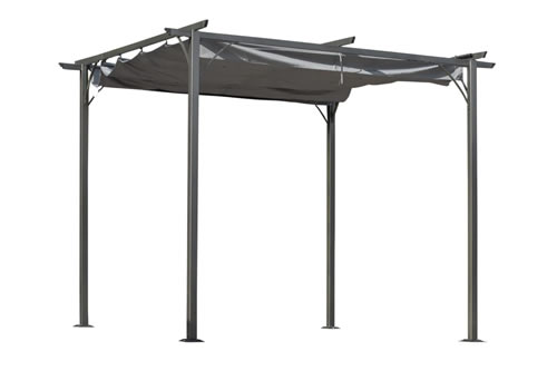 View Grey Garden Pergola With Retractable Canopy Rust Free Frame Weather Resistant Sliding Canopy Bolts To Floor Paxford Strong Metal Frame information