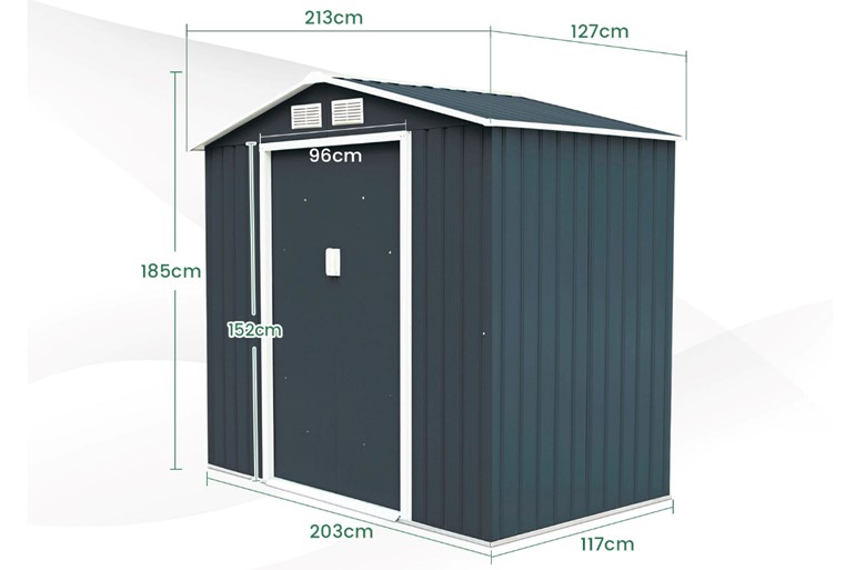 Perth Galvanized Two Door Metal Garden Shed