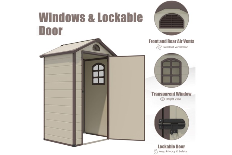 Melbourne Outdoor Storage Shed With Lockable Door Window and Air Vents