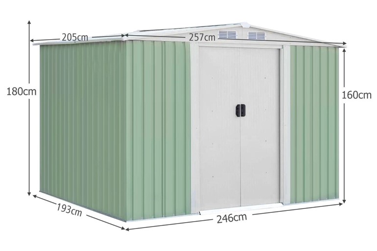 Albany Metal Storage Shed with Sloping Roof Sliding Doors and Air Vents