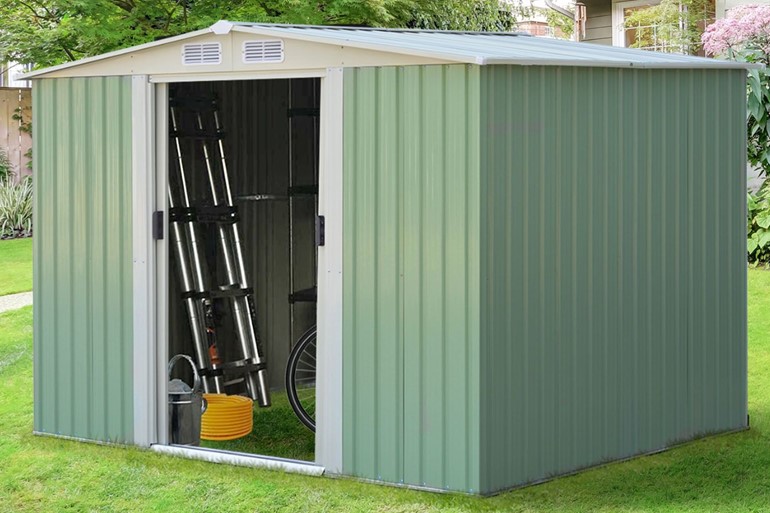 Albany Metal Storage Shed with Sloping Roof Sliding Doors and Air Vents