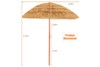 1.8m Portable Thatched Tiki Beach Parasol with Adjustable Tilt