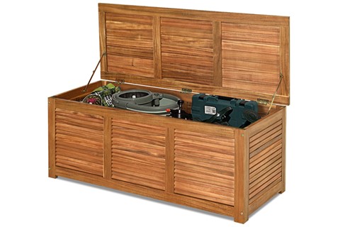 180L Acacia Wood Deck Box with Flexible Hinges and Handle