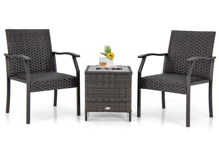 Como Patio Wicker Set With Side Table