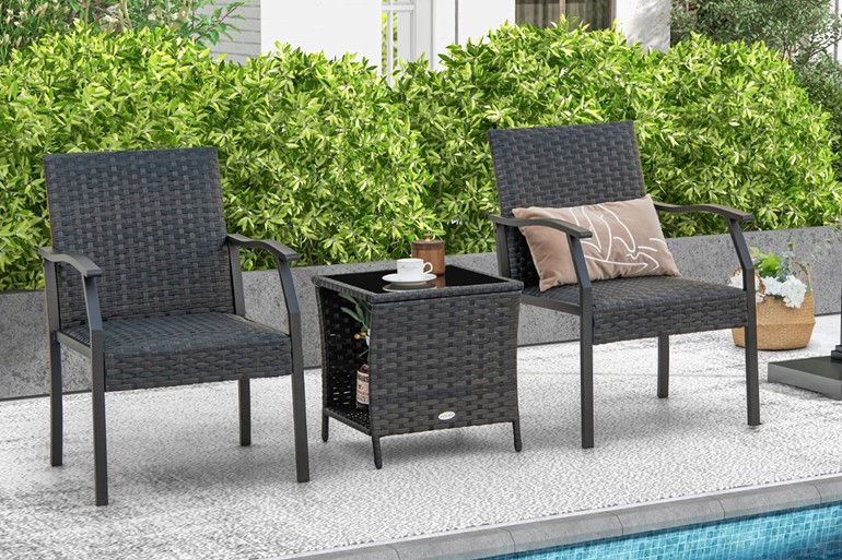 Como Patio Wicker Set With Side Table