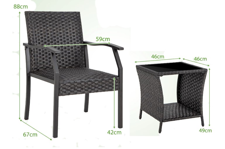 Como Patio Wicker Set With Side Table