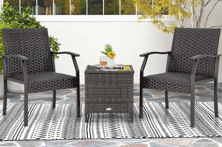 Como Patio Wicker Set With Side Table