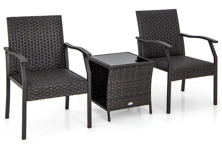 Como Patio Wicker Set With Side Table