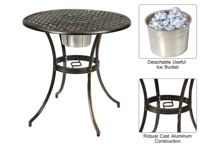 Crowle Aluminium Bistro Table Set With Removable Ice Bucket