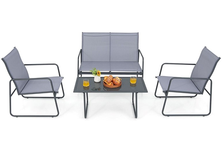 Colebrook 4-Seater Mesh Garden Set With Coffee Table