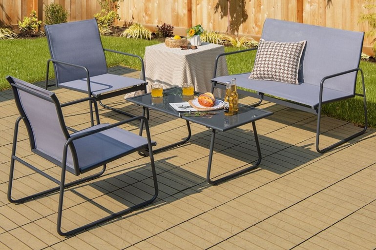 Colebrook 4-Seater Mesh Garden Set With Coffee Table