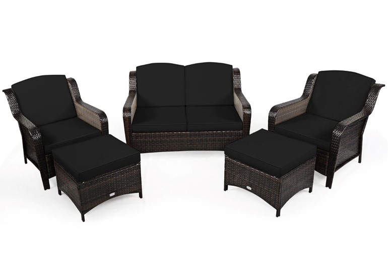 Marple Rattan Outdoor Sofa Set With Footstools