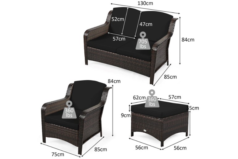 Marple Rattan Outdoor Sofa Set With Footstools