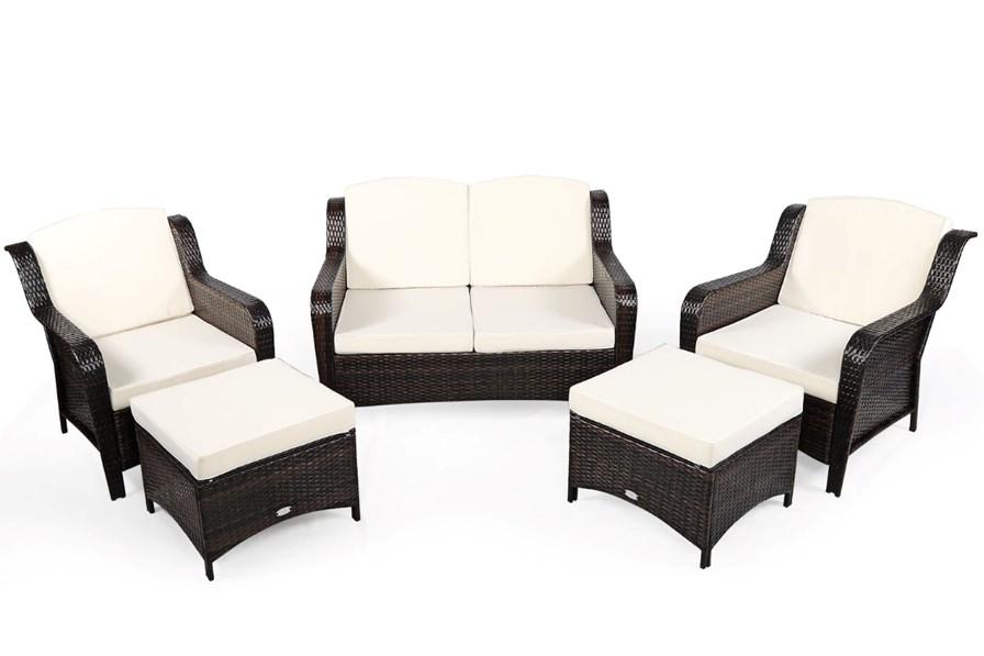 Marple Rattan Outdoor Sofa Set With Footstools