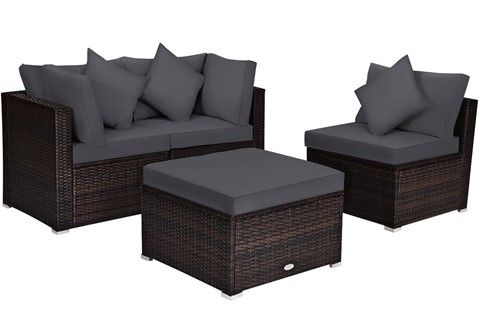 Grey Oslo Rattan Patio Sofa Set