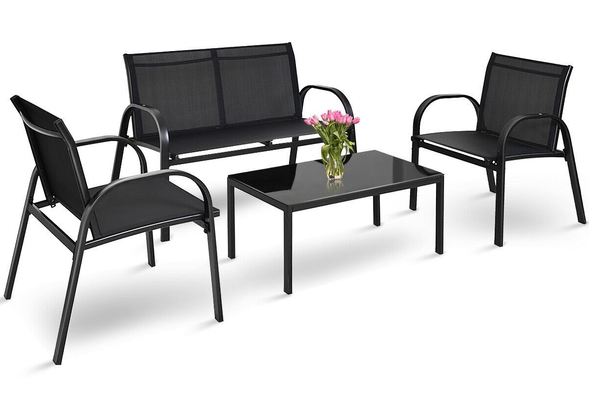 View Outdoor 4 Seater Modern Garden Set Includes Coffee Table Durable Steel Frame Ideal For Garden Patio Or Balcony information