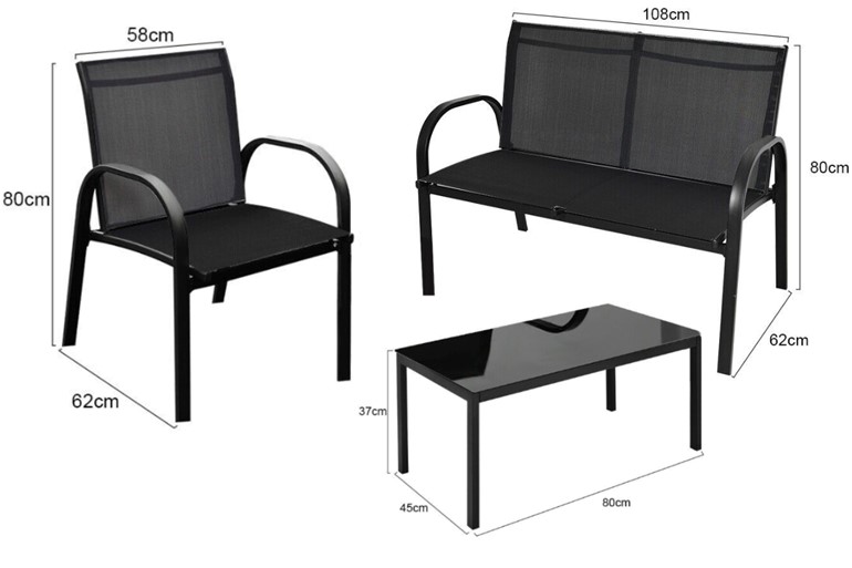 4 Seater Modern Garden Set Includes Coffee Table